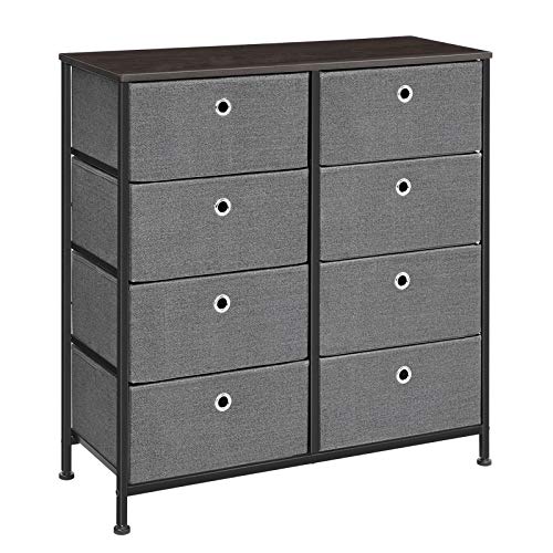 4-Tier Wide Drawer Dresser, Storage Unit with 8 Easy Pull Fabric Drawers