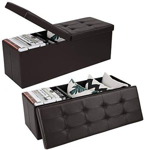43 Inches Folding Storage Ottoman Bench with Flipping Lid
